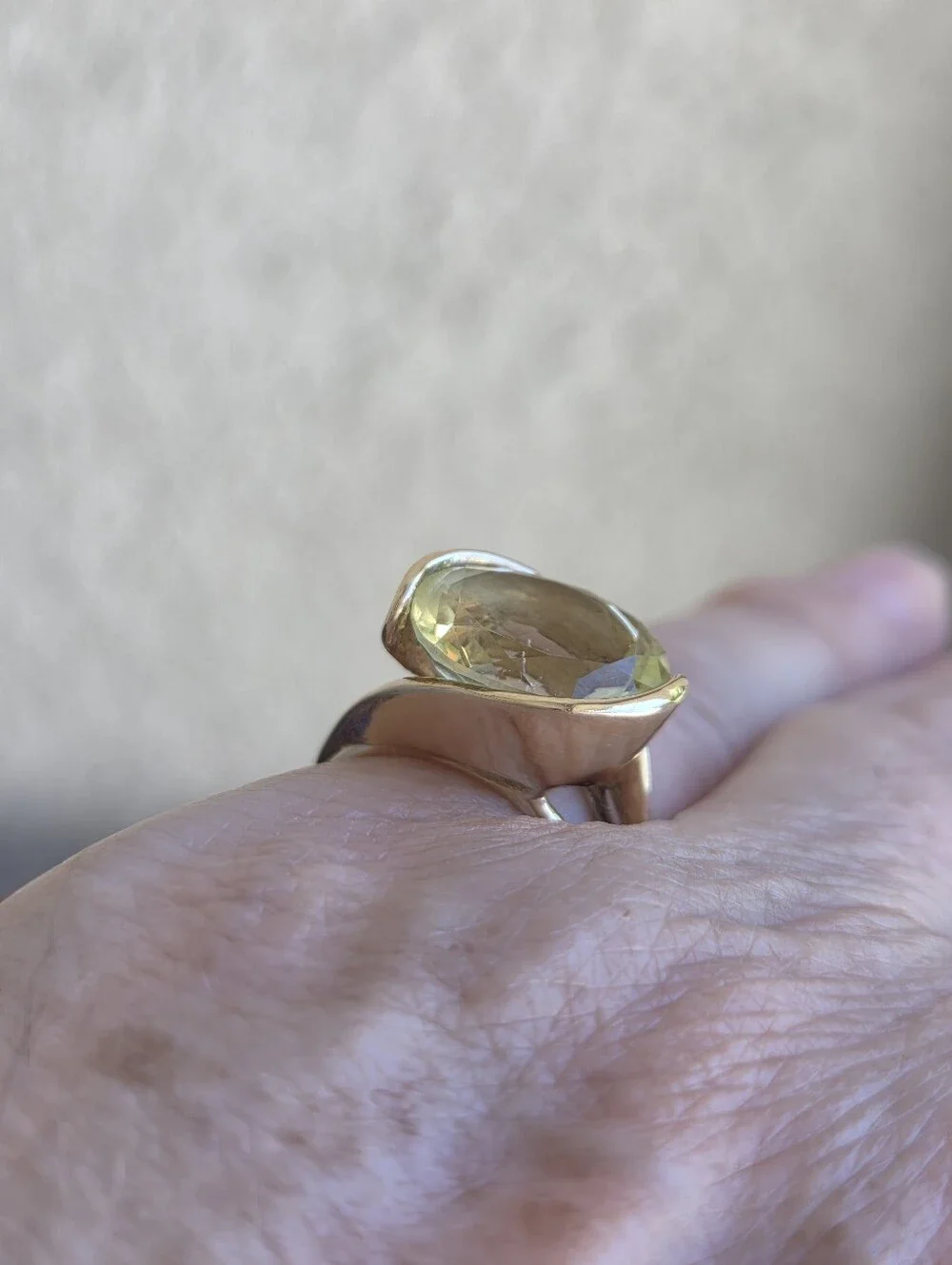 14k Gold Lemon Quartz Ring Sz 6